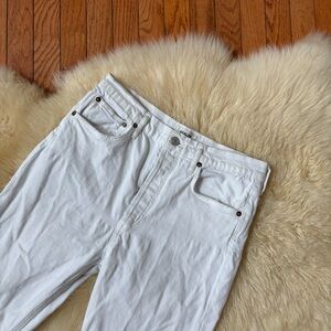 Agolde Riley Straight High Rise White Jeans